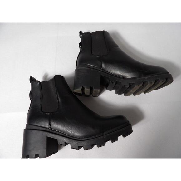 Catherine Malandrino Sz 7.5 Platform Heel Boot Black Pull On Blocky Chunky Y2K - Picture 16 of 16